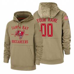 Tampa Bay Buccaneers Customized Nike Tan Salute To Service Name & Number Sideline Therma Pullover Hoodie