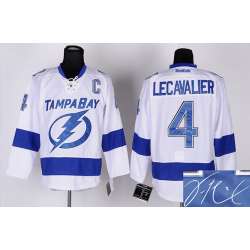 Tampa Bay Lightning #4 Vincent Lecavalier White Signature Edition Jerseys