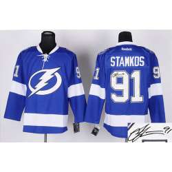 Tampa Bay Lightning #91 Steven Stamkos Blue Signature Edition Jerseys