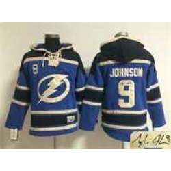 Tampa Bay Lightning #9 Tyler Johnson Blue Stitched Signature Edition Hoodie