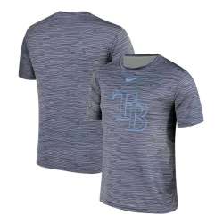 Tampa Bay Rays Gray Black Striped Logo Performance T-Shirt