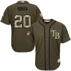 Tampa Bay Rays #20 Steven Souza Green Salute to Service Stitched Baseball Jersey Jiasu