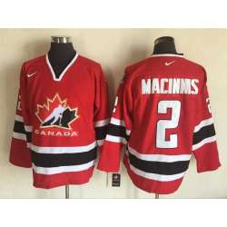 Team Canada #2 Al MacInnis Red-Black 2002 Olympic Nike Throwback Stitched NHL Jersey