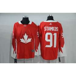 Team Canada #91 Steven Stamkos 2016 World Cup of Hockey Olympics Game Red Men's Stitched NHL Jersey