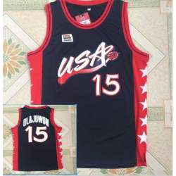 Team USA Basketball #15 Olajuwon Navy Blue Dream Team III Jersey