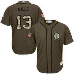 Texas Rangers #13 Joey Gallo Green Salute to Service Stitched Baseball Jersey Jiasu