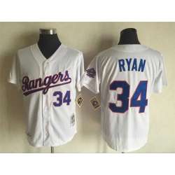 Texas Rangers #34 Nolan Ryan Mitchell And Ness White Stitched Jersey