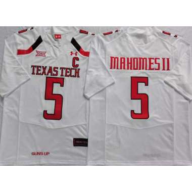 Texas Tech Red Raiders 5 Patrick Mahomes II White C Patch College Football Jersey