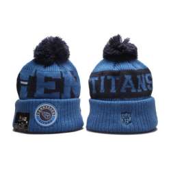 Titans Team Logo Blue 2020 NFL Sideline Pom Cuffed Knit Hat YP1