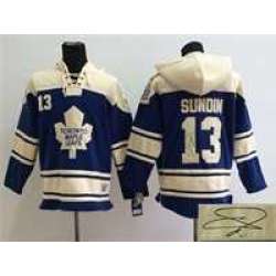 Toronto Maple Leafs #13 Mats Sundin Dark Blue Stitched Signature Edition Hoodie
