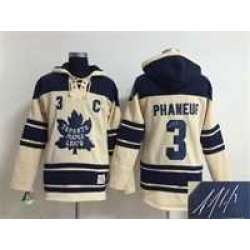 Toronto Maple Leafs #3 Dion Phaneuf Cream Stitched Signature Edition Hoodie