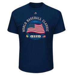 USA Baseball Majestic 2017 World Baseball Classic World At Large T-Shirt Navy