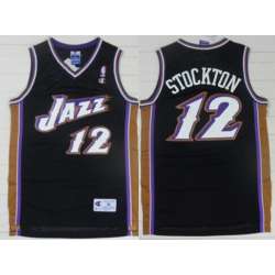 Utah Jazz #12 John Stockton Black Swingman Throwback Jerseys