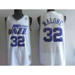 Utah Jazz #32 KARL MALONE white throwback Jerseys