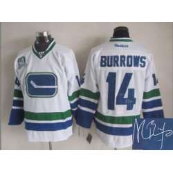 Vancouver Canucks #14 Burrows 40th Third White Signature Edition Jerseys