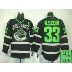 Vancouver Canucks #33 Henrik Sedin Black Ice Signature Edition Jerseys