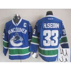 Vancouver Canucks #33 Henrik Sedin Blue Signature Edition Jerseys