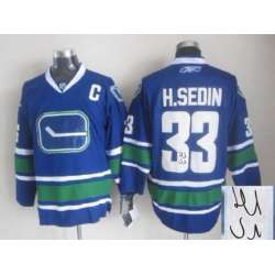 Vancouver Canucks #33 Henrik Sedin Blue Third Signature Edition Jerseys