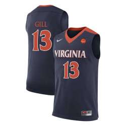 Virginia Cavaliers 13 Anthony Gill Navy College Basketball Jersey Dzhi