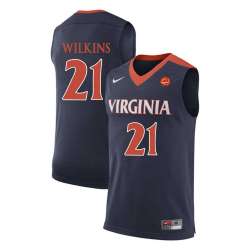 Virginia Cavaliers 21 Isaiah Wilkins Navy College Basketball Jersey Dzhi