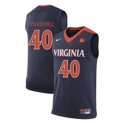 Virginia Cavaliers 40 Barry Parkhill Navy College Basketball Jersey Dzhi