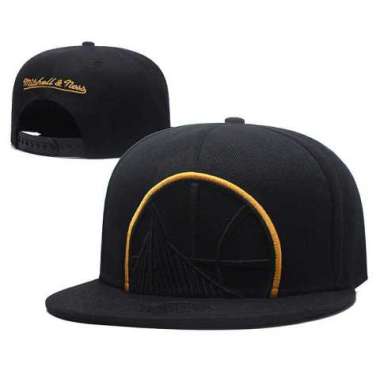 Warriors Team Logo Black Mitchell & Ness Adjustable Hat GS
