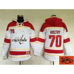 Washington Capitals #70 Braden Holtby White Stitched Signature Edition Hoodie