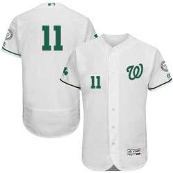 Washington Nationals #11 Ryan Zimmerman White St. Patrick\'s Day Flexbase Stitched Jersey DingZhi