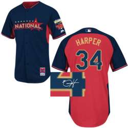 Washington Nationals #34 Bryce Harper 2014 All Star Navy Blue Signature Edition Jerseys