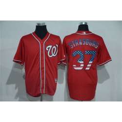 Washington Nationals #37 Stephen Strasburg Red USA Flag Fashion Stitched Baseball Jersey