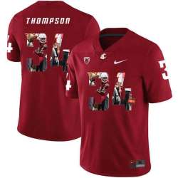 Washington State Cougars 34 Jalen Thompson Red Fashion College Football Jersey Dyin