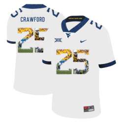 West Virginia Mountaineers 25 Justin Crawford White Fashion College Football Jersey Dyin