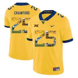 West Virginia Mountaineers 25 Justin Crawford Yellow Fashion College Football Jersey Dyin