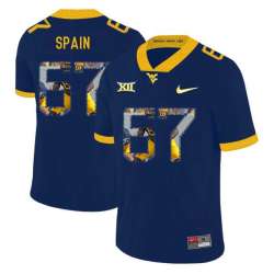 West Virginia Mountaineers 67 Quinton Spain Navy Fashion College Football Jersey Dyin