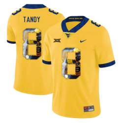 West Virginia Mountaineers 8 Keith Tandy Yellow Fashion College Football Jersey Dyin