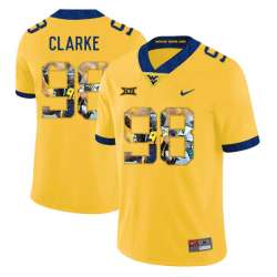 West Virginia Mountaineers 98 Will Clarke Yellow Fashion College Football Jersey Dyin