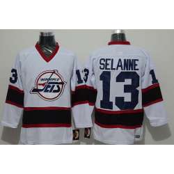 Winnipeg Jets #13 Teemu Selanne White Throwback CCM Jerseys