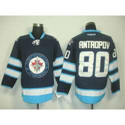 Winnipeg Jets #80 Antropov Navy Jerseys
