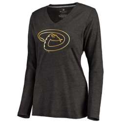 Women Arizona Diamondbacks Gold Collection Long Sleeve Tri-Blend T-Shirt LanTian - Black