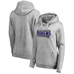 Women Baltimore Ravens NFL Pro Line by Fanatics Branded Ash Iconic Collection On Side Stripe Pullover Hoodie 90Hou