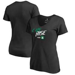 Women Boston Celtics Fanatics Branded 2018 NBA Playoffs Slogan Plus Size V Neck T-Shirt Black