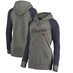 Women Chicago Bears NFL Pro Line by Fanatics Branded Timeless Collection Rising Script Plus Size Tri-Blend Hoodie - Ash