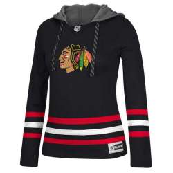 Women Chicago Blackhawks Blank (No Name & Number) Black Stitched NHL Pullover Hoodie WanKe