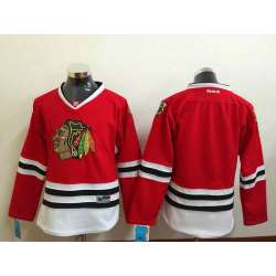Women Chicago Blackhawks Customized Red Stitched Hockey Jersey