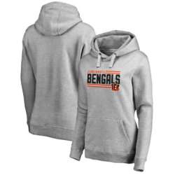 Women Cincinnati Bengals NFL Pro Line by Fanatics Branded Ash Iconic Collection On Side Stripe Pullover Hoodie 90Hou