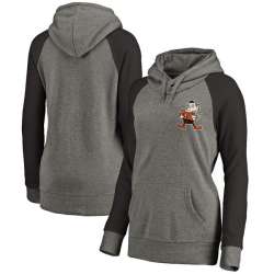 Women Cleveland Browns NFL Pro Line by Fanatics Branded Plus Sizes Vintage Lounge Pullover Hoodie - Heathered Gray.