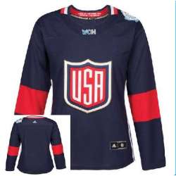 Women Customized Team USA 2016 World Cup Of Hockey Olympics Game Blue Stitched Jersey