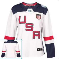 Women Customized Team USA 2016 World Cup Of Hockey Olympics Game White Stitched Jersey
