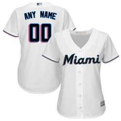 Women Customized White Baseball Home Miami Marlins Cool Base Jersey