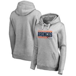 Women Denver Broncos NFL Pro Line by Fanatics Branded Ash Iconic Collection On Side Stripe Plus Size Pullover Hoodie 90Hou